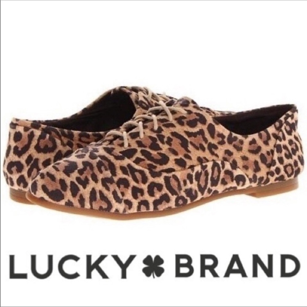 Lucky Brand Davie Oxfords lace up leather leopard shoes